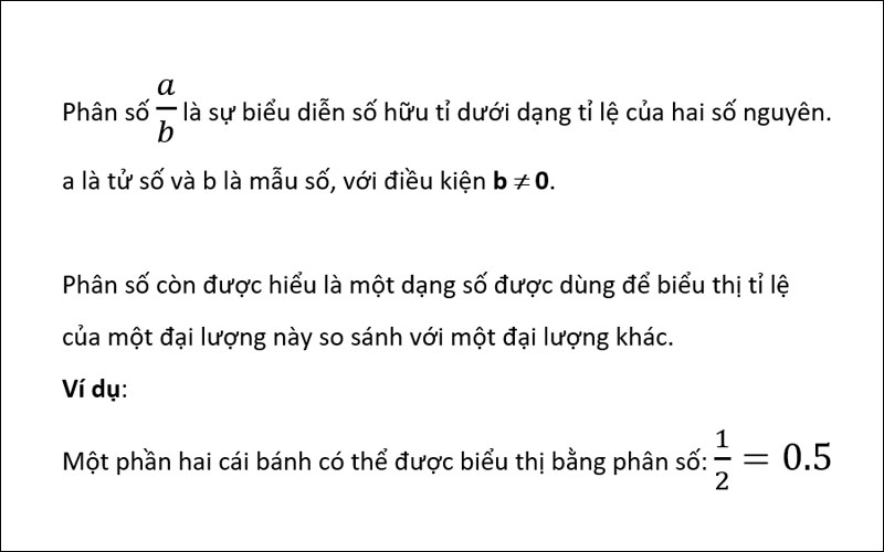 Khái niệm về phân số